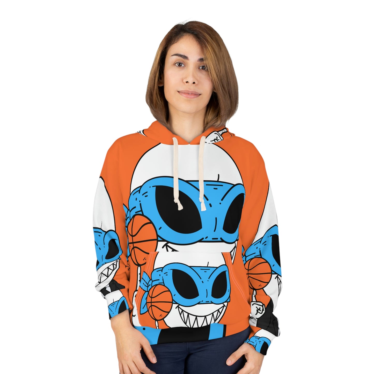 Sudadera con capucha unisex Alien Visitor AOP de baloncesto clásico 