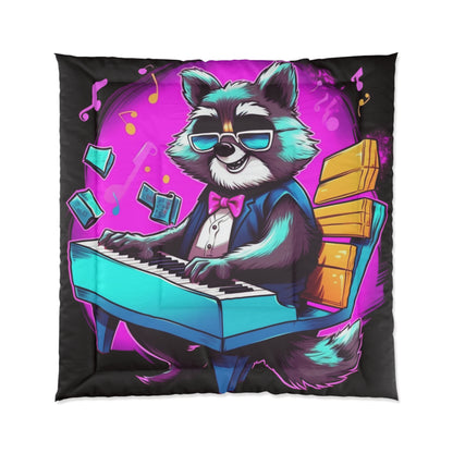 Piano Raccoon Furry Animal Keyboard Artist Musician Graphic Comforter