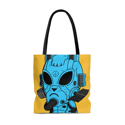 Blindado Azul Paz Futuro Alien Cyborg Máquina Visitante AOP Bolsa de tela 