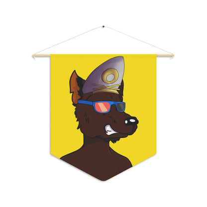 Wolf Cyborg Sailor Hat Shirtless Sunglasses Brown Fur Pennant