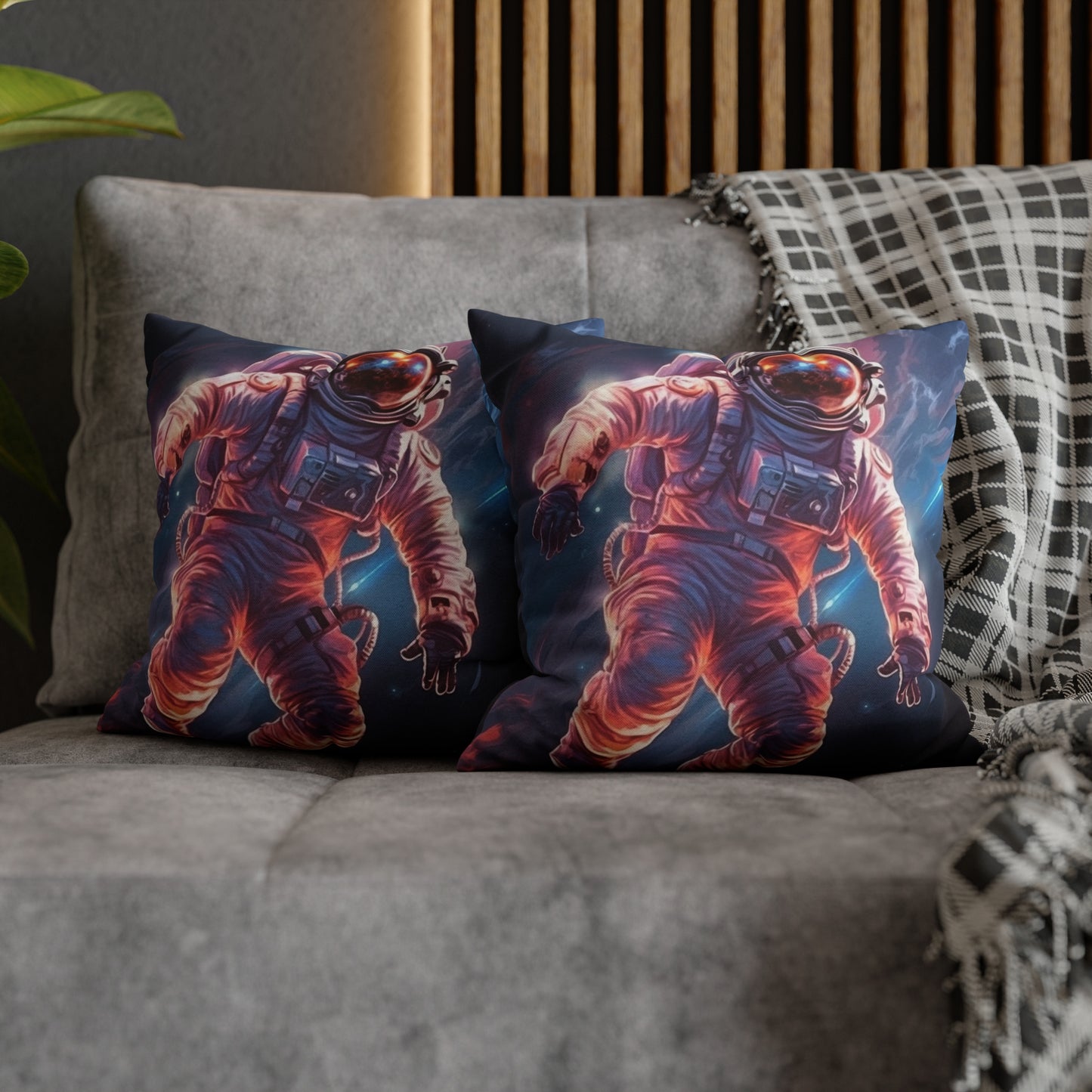 Astronaut Outer Space - Galaxy Starfield Art Spun Polyester Square Pillow Case