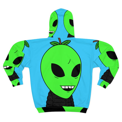 Apple Head Alien in Puffy Jacket AOP Unisex Zip Hoodie