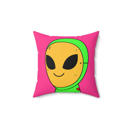 Yellow Mask Visi Alien Facemask Visitor Mom Tattoo Heart Spun Polyester Square Pillow