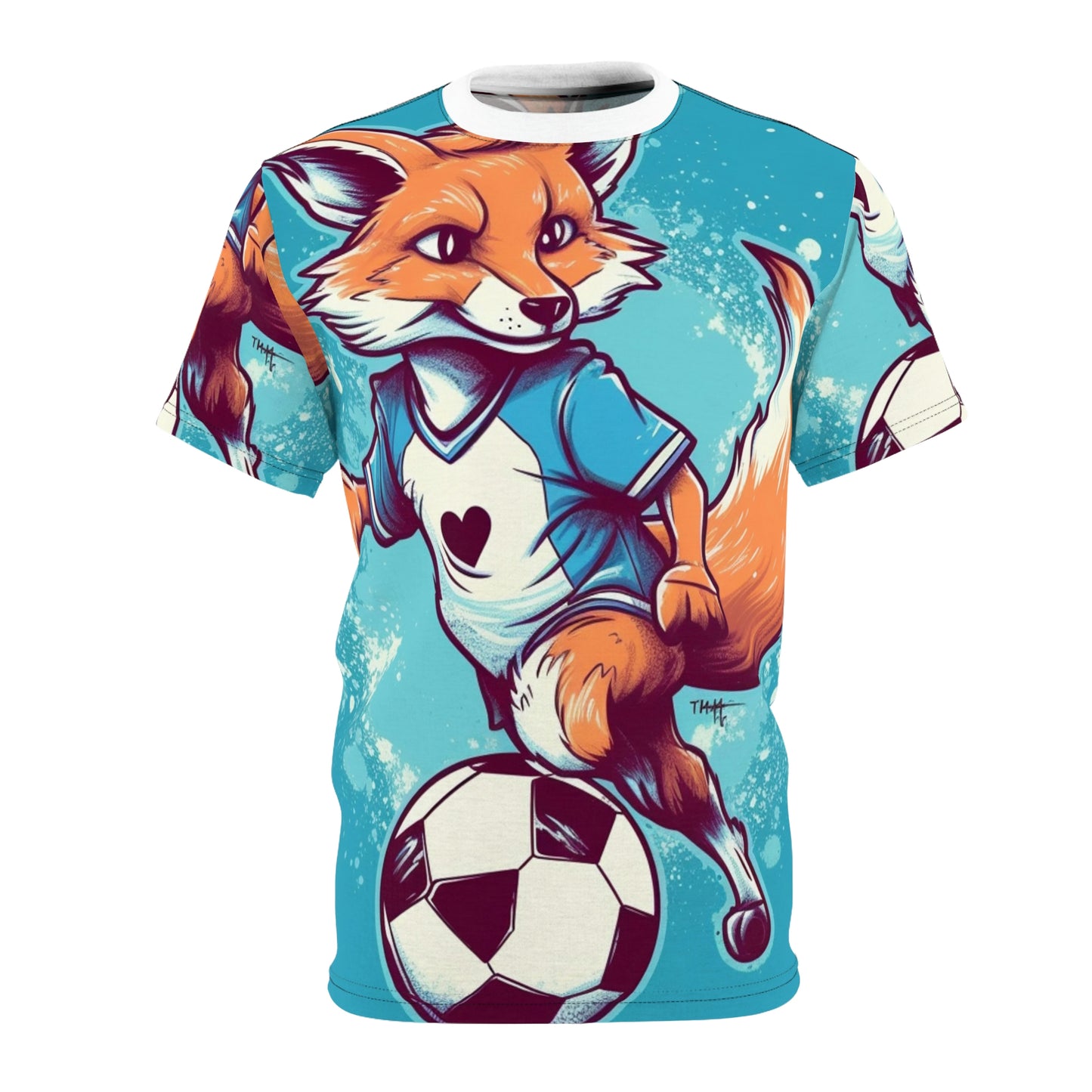 Fox Soccer Sport Athlete Cute Furry Animal Unisex Cut & Sew Tee (AOP)