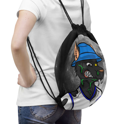 Black Wolf Full Moon Cyborg Werewolve Drawstring Bag