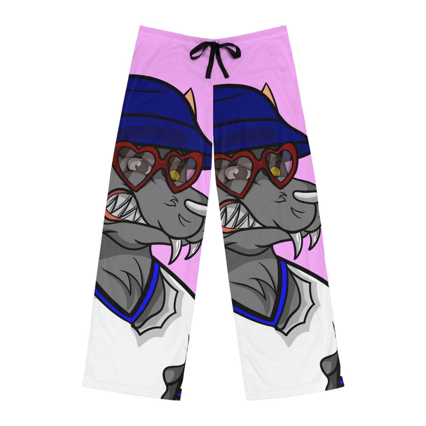 Valentine Wolf Heart Love Men's Pajama Pants (AOP)