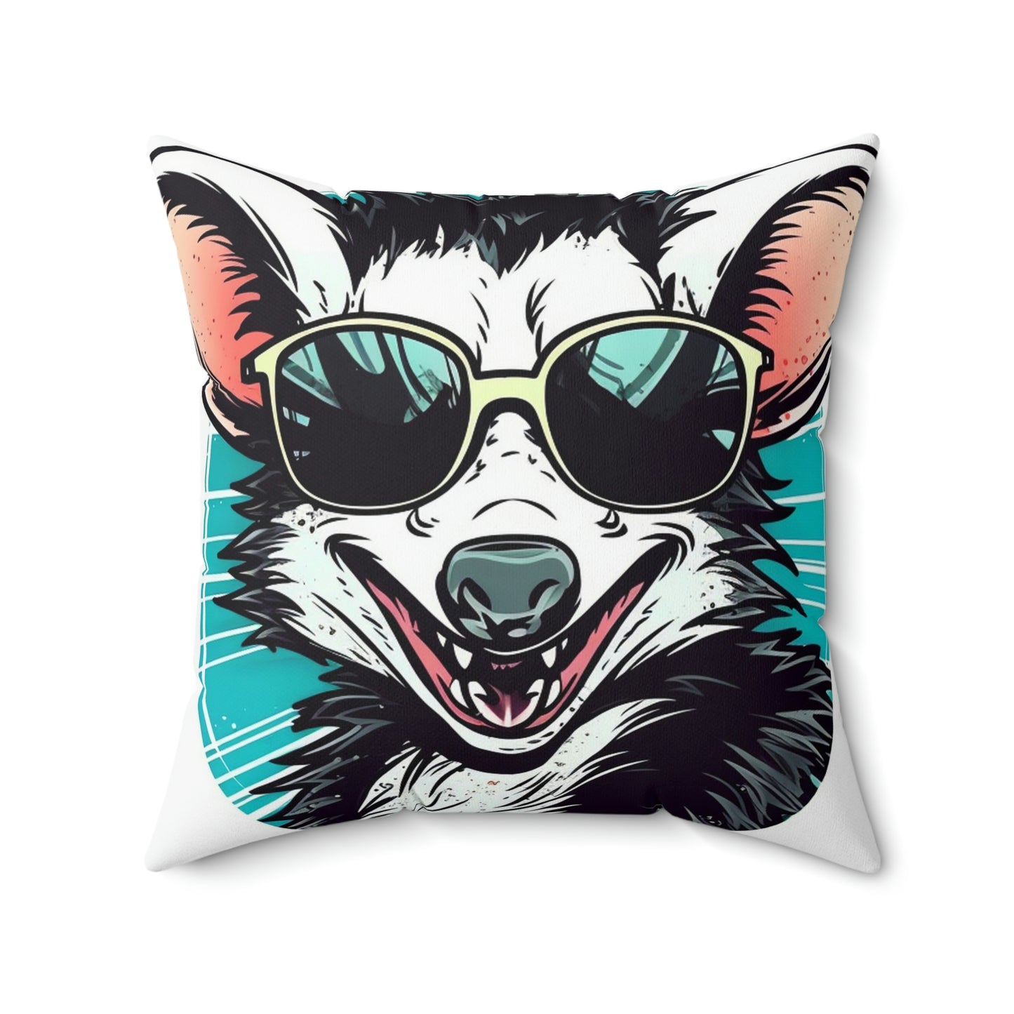 Joyful Opossum Retro Animation Spun Polyester Square Pillow