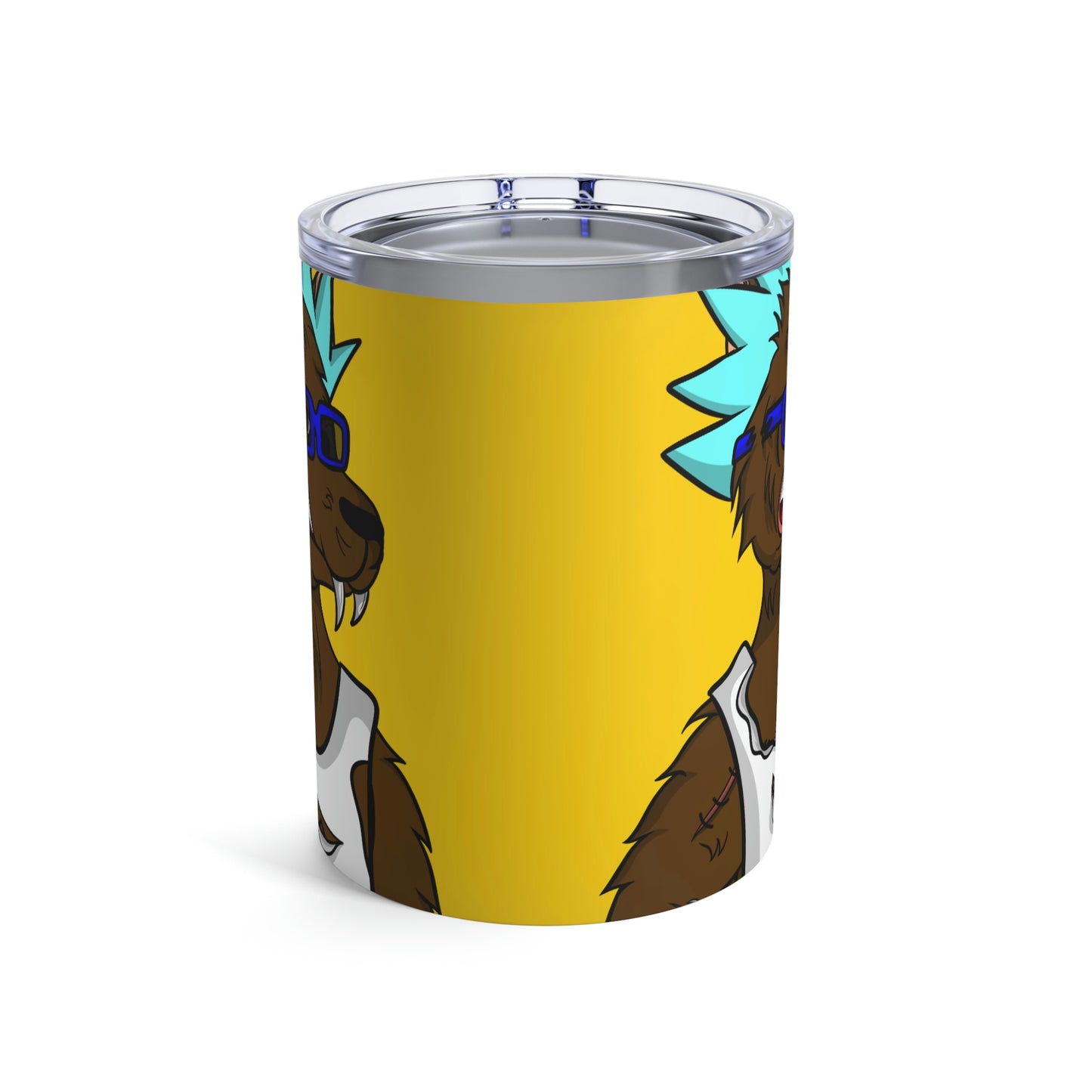 Vaso de lobo de hombre lobo de dibujos animados de pelo azul puntiagudo 10oz