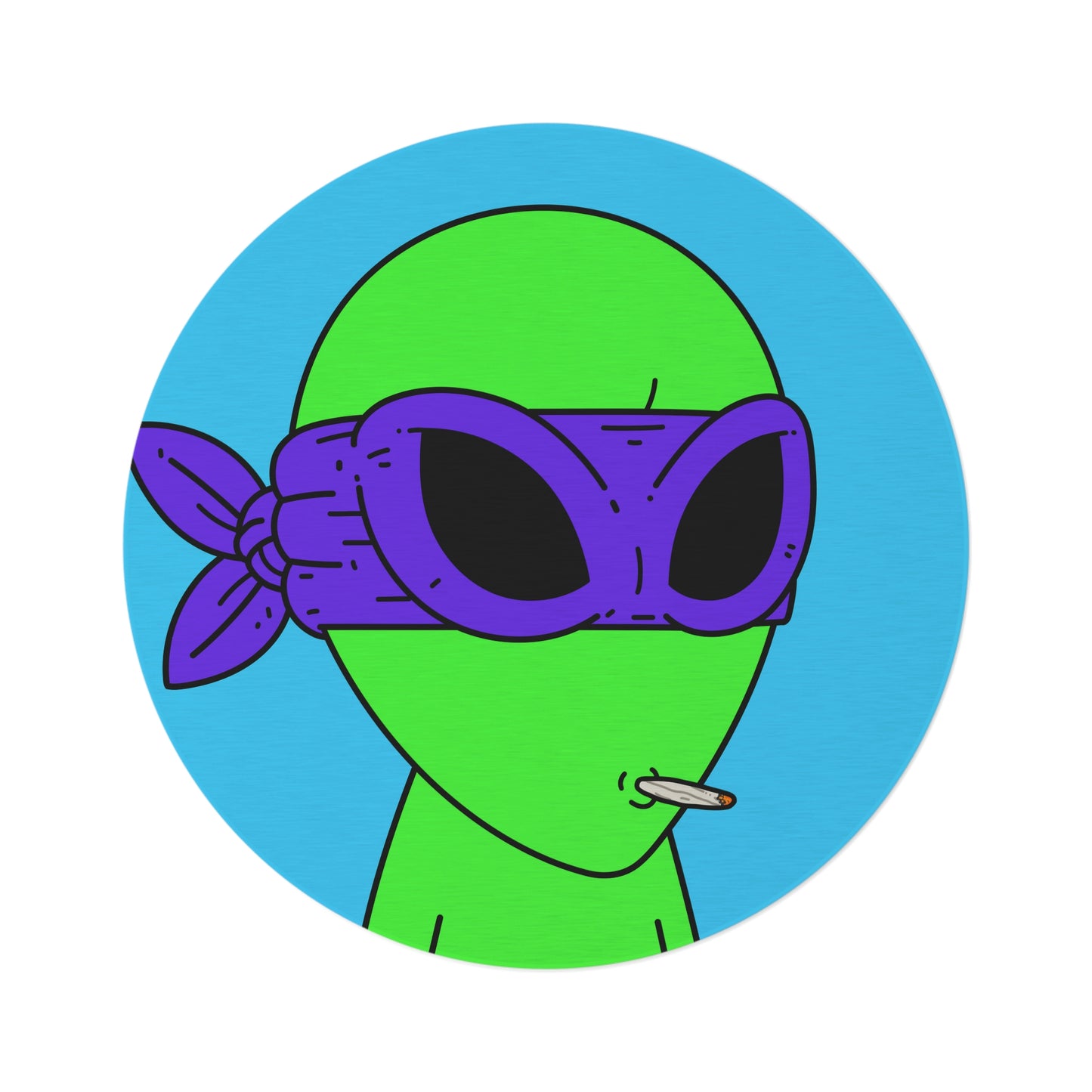 White Whistle Mouth Green Visitor Purple Ninja Mask Alien Round Rug - Visitor751