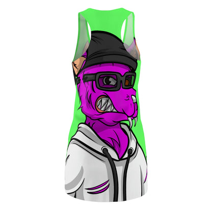 Vestido con espalda cruzada cortado y cosido para mujer con gráfico de fitness Cyborg Werewolve morado