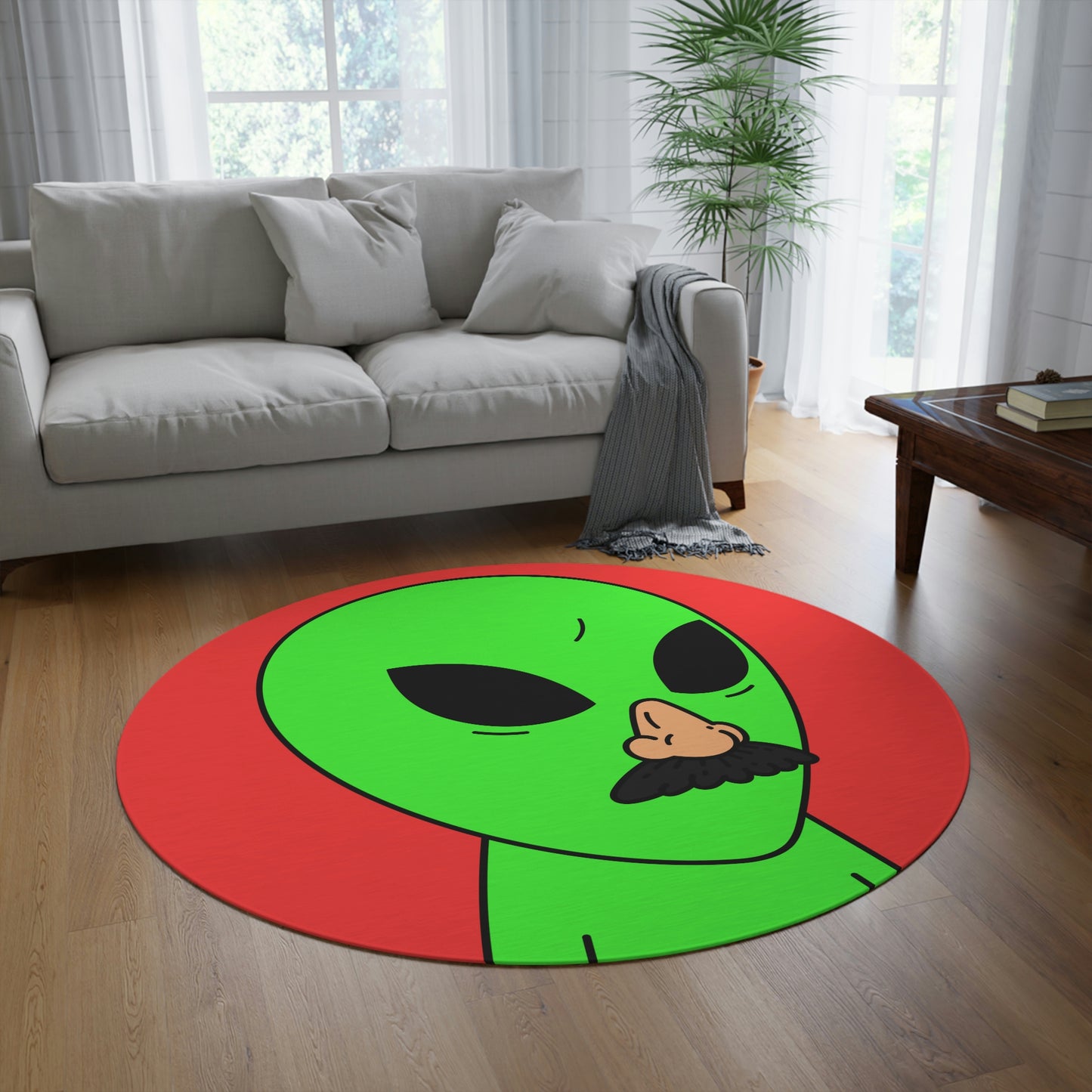 Green Visitor Alien Disguised Fake Nose Round Rug - Visitor751