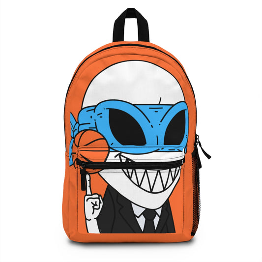 Alien BBall Sport Ninja Mask Big Smile Teeth Game Player Orange Basketball Backpack