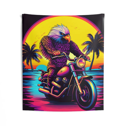 Rider Motorcycle American Bald Eagle Flyer US Graphic Indoor Wall Tapestries