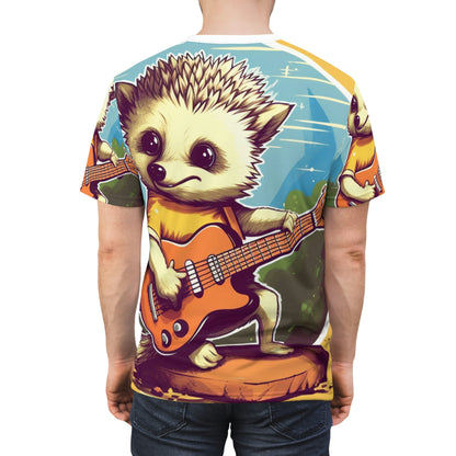 Hedgehog Guitar Band Musician Furry Cute Graphic Unisex Cut & Sew Tee (AOP)