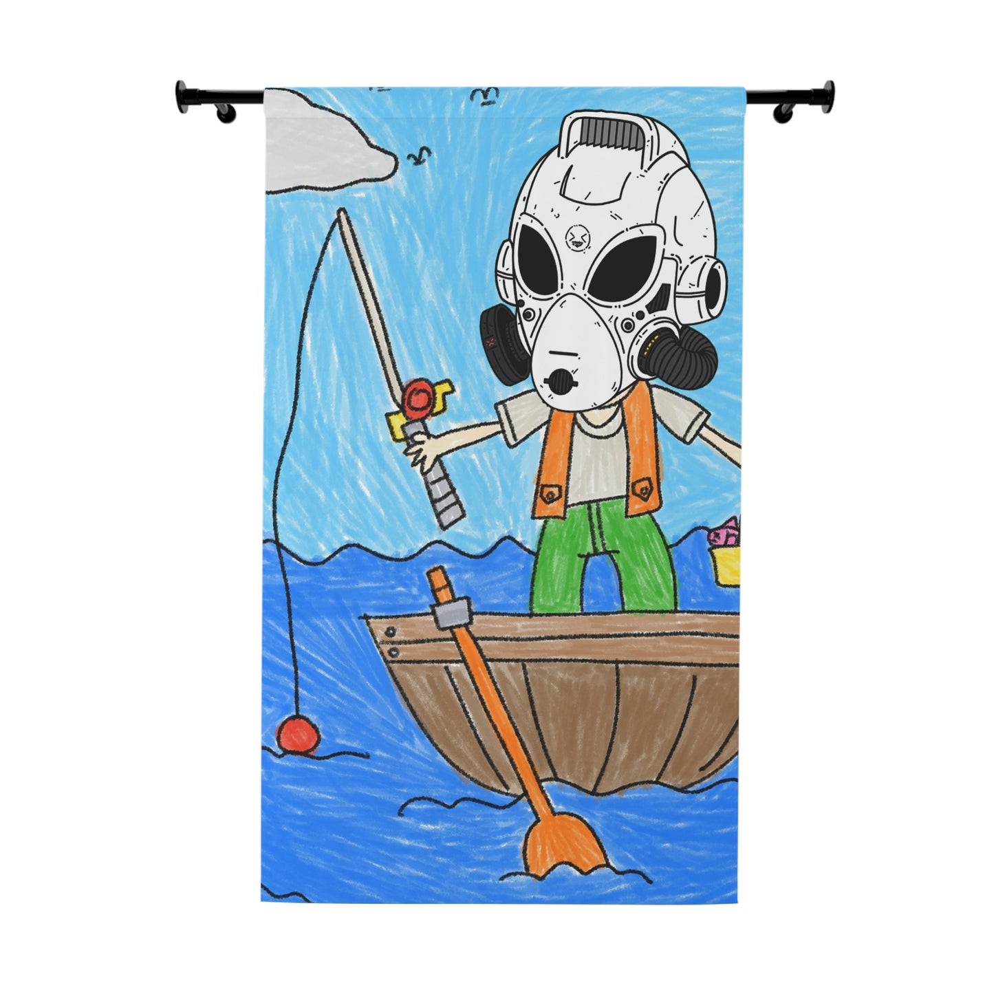 Fisher Fishing Fish Boat Bot Alien LOL Visitor Window Curtains (1 Piece)