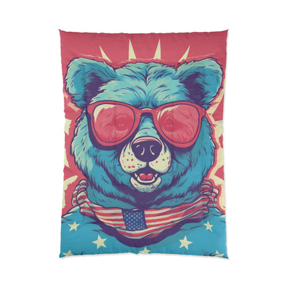 4th of July Festive Fun: Cute Patriotic Bear Graphic USA Style Comforter