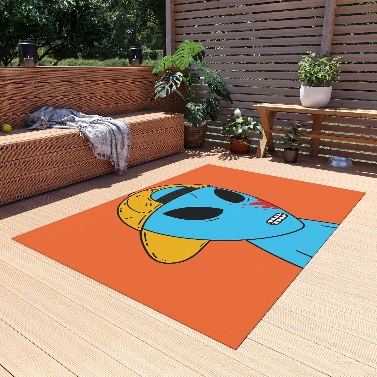 Blue Blood Visitor Alien Cartoon Outdoor Rug