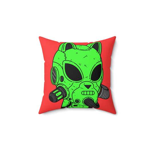 Cat Ears Armored Green Future Alien Cyborg Machine Visitor Spun Polyester Square Pillow