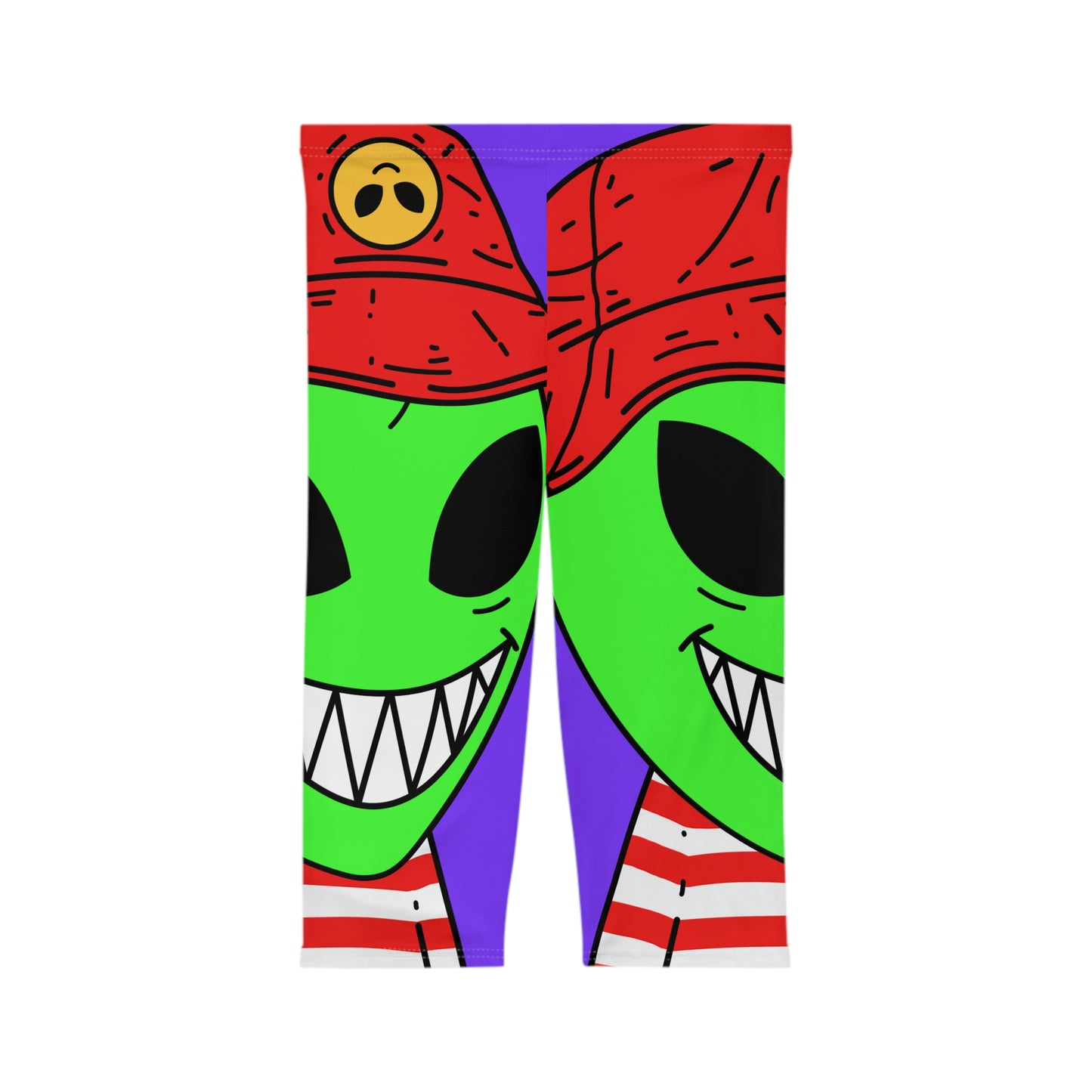 Alien Character Cartoon Big Smile Women’s Capri Leggings (AOP)