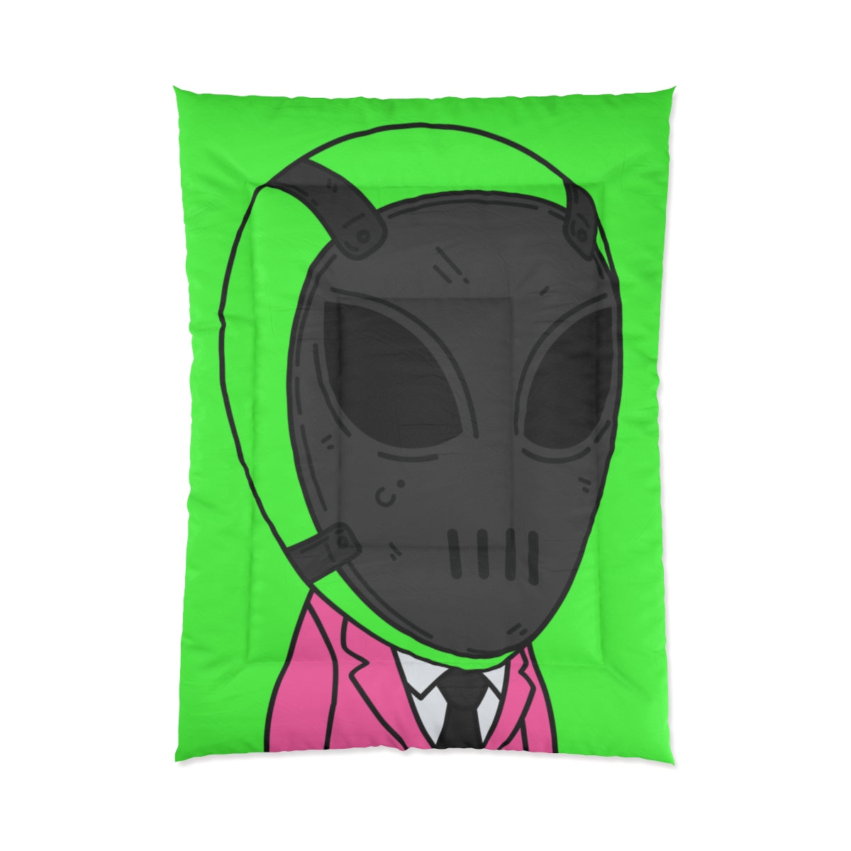 Green Alien Black Space UFO Mask Pink Suit Visitor Hockey Bed Comforter