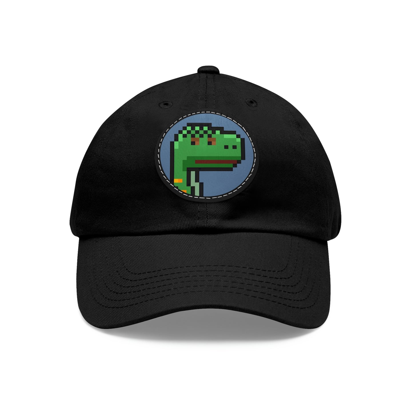 Dinosaur Dino Pixel Dad Hat with Leather Patch (Round)