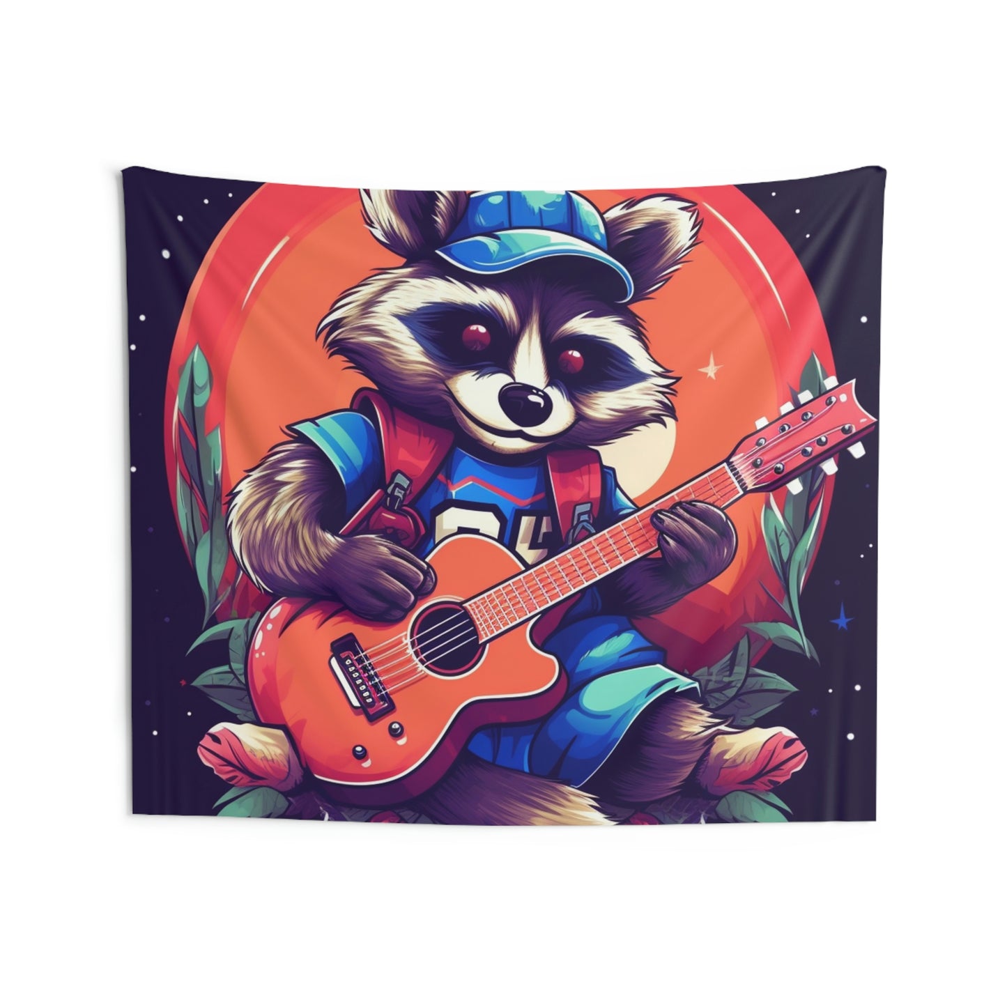 Acoustic Guitar Raccoon - Furry Animal Musician Decor Indoor Wall Tapestries