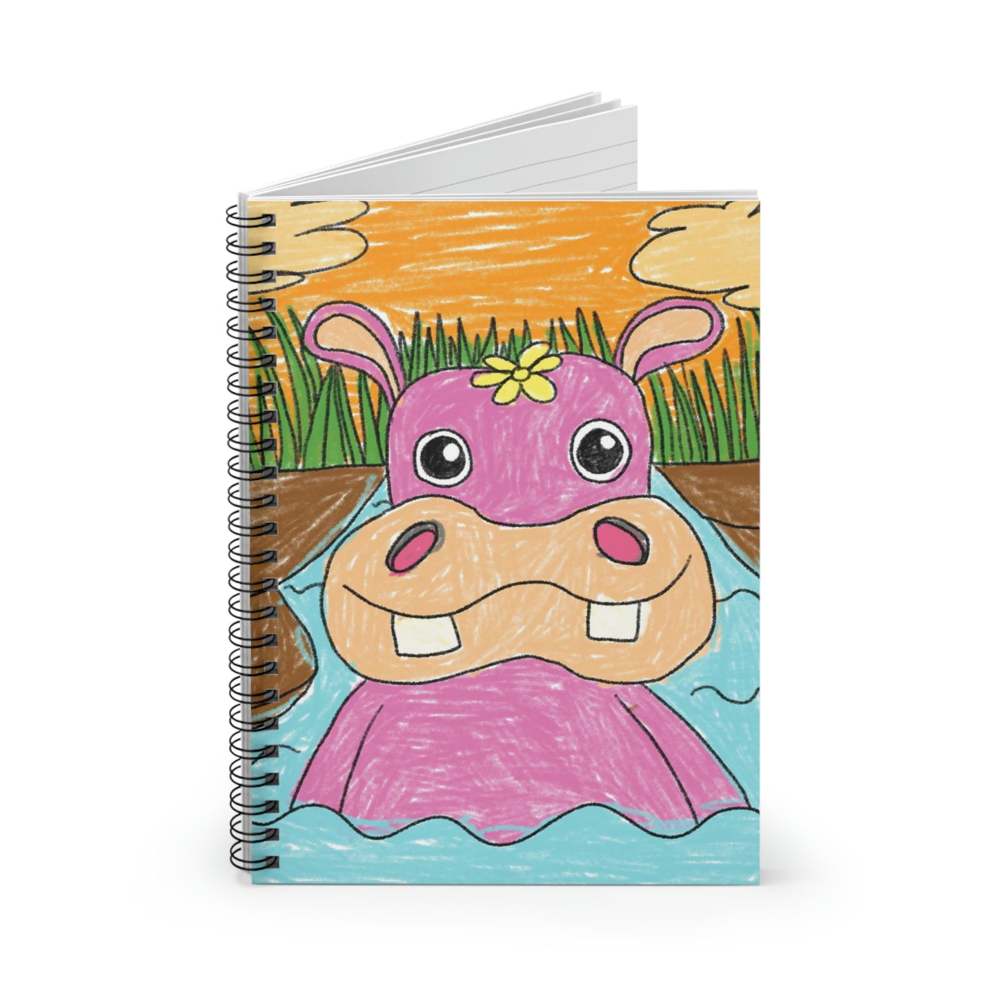 Hippo Hippopotamus Animal Creature Graphic Spiral Notebook - Ruled Line