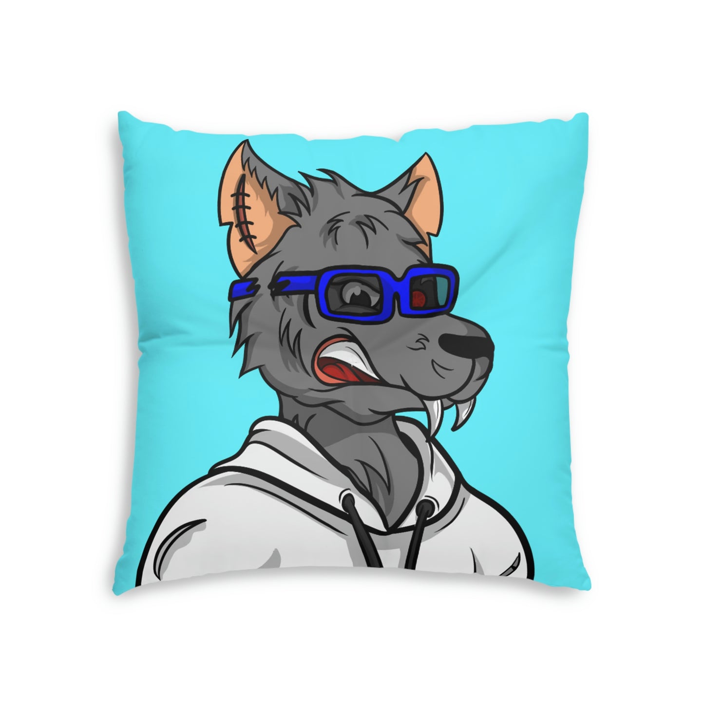 Wolf Fitness Cyborg Werewolve Tufted Floor Pillow, Square