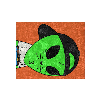 Cat Whiskers Visitor Green Alien Heart Nose Black Cap Crushed Velvet Blanket