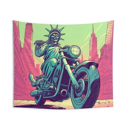 Statue of Liberty Motorcycle Bike Rider USA Style Indoor Wall Tapestries