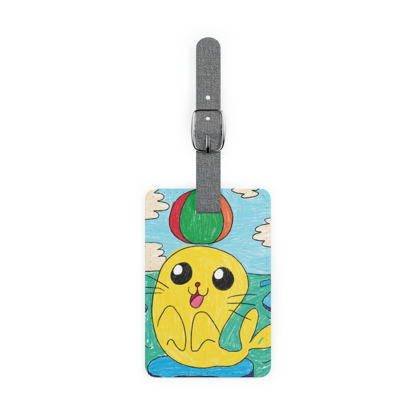 Seal Trick Marine Ocean Animal Sea Creature Saffiano Polyester Luggage Tag, Rectangle