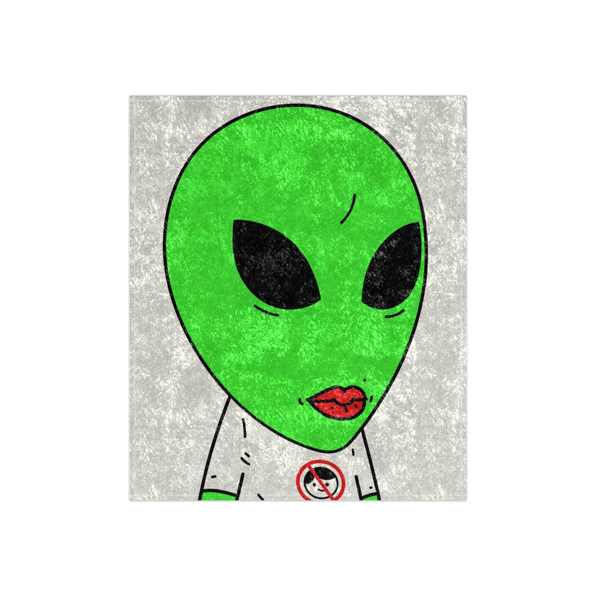 Green Alien Anti Human T Shirt Visitor Red Lipstick Crushed Velvet Blanket