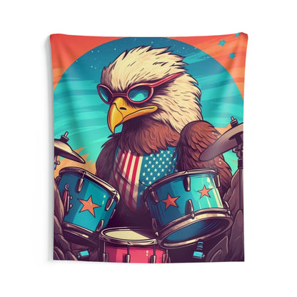 American Bald Eagle Drum Player Classic USA Graphic Indoor Wall Tapestries