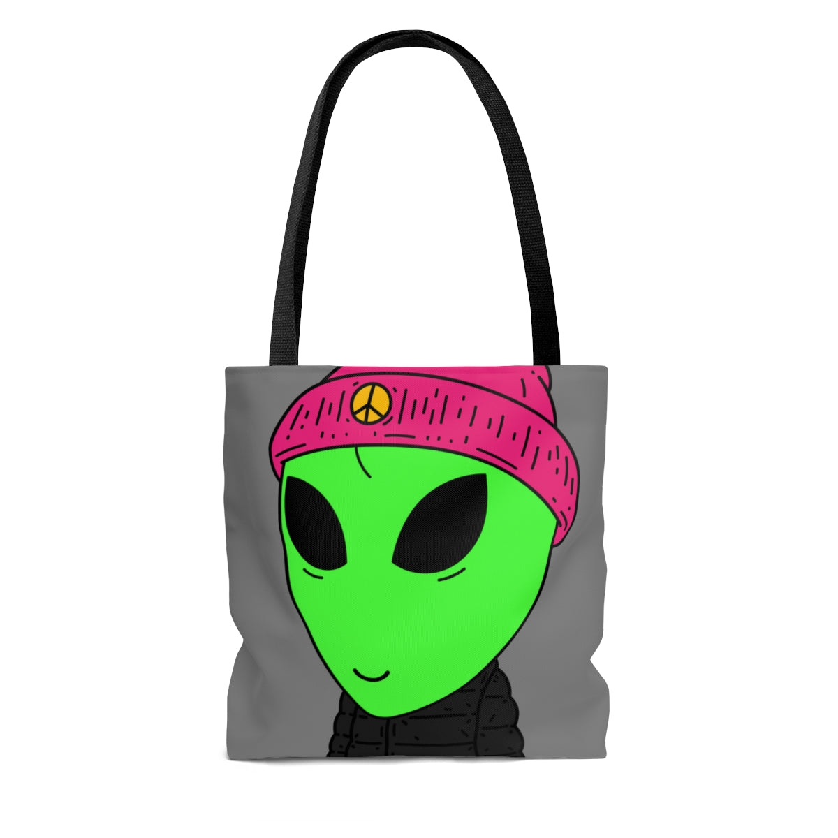 Los visitantes Green Alien Peace Hat AOP Bolsa de tela 