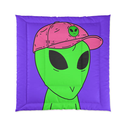 Green Alien V Face Pink Visi hat Visitor Bed Comforter