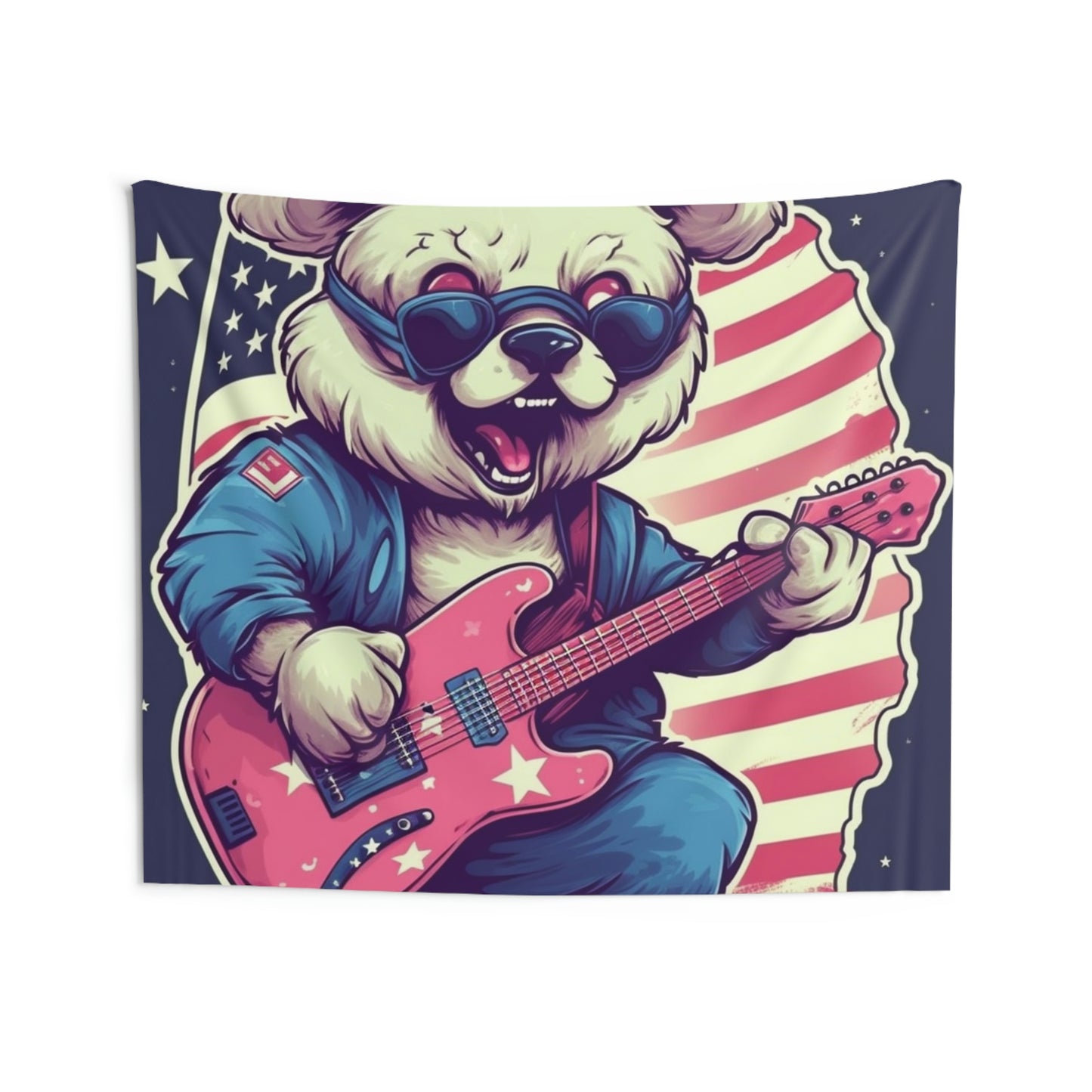 Rock and Roll Independence: Patriotism Patriotic Bear's Guitar Indoor Wall Tapestries