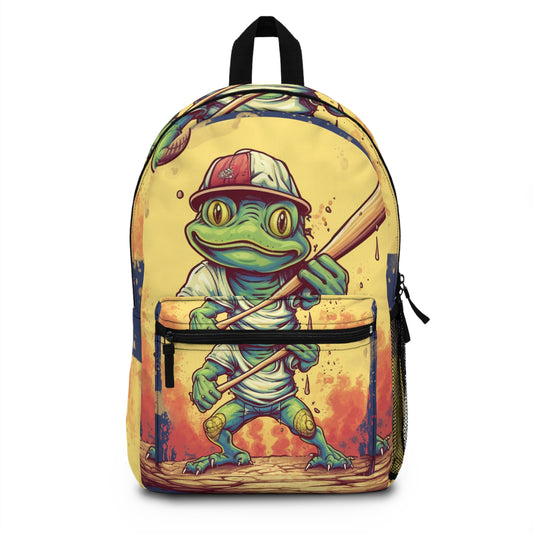 Frog Baseball Sport Athletic Swamp Creature Game Backpack