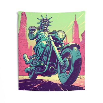 Statue of Liberty Motorcycle Bike Rider USA Style Indoor Wall Tapestries