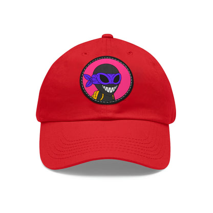 Dark Ninja Warrior Alien Visitor Dad Hat with Leather Patch (Round)