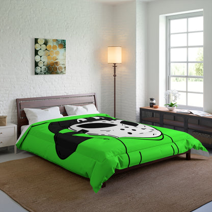 Hockey White Mask Green Alien Visitor Bed Comforter