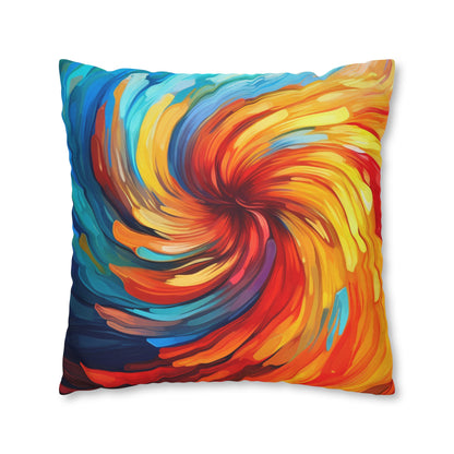 Vibrant Swirling Abstract Art - Unique and Colorful Spun Polyester Square Pillow Case