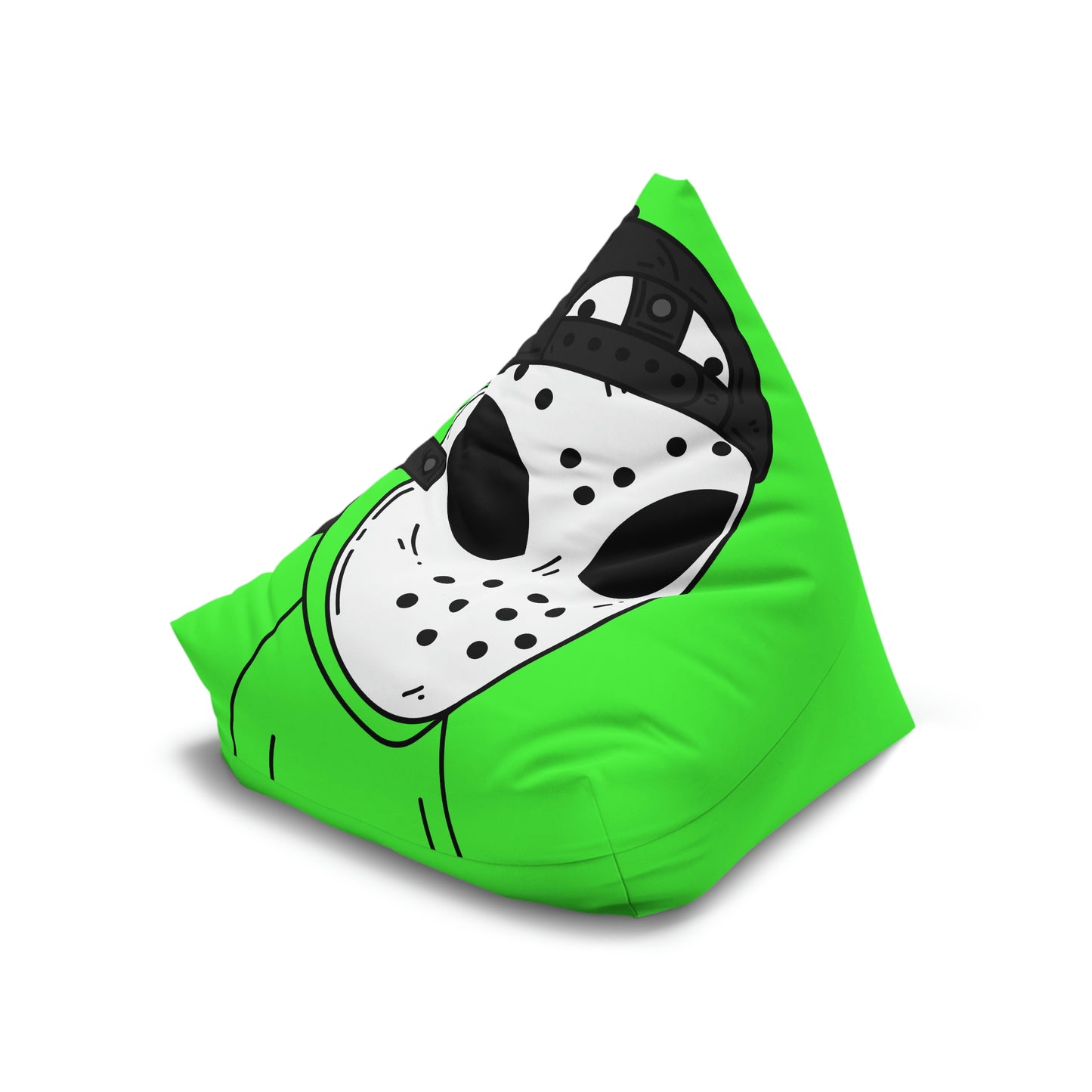 White Hockey Mask Green Alien Visitor Hockey Bean Bag Chair Cover