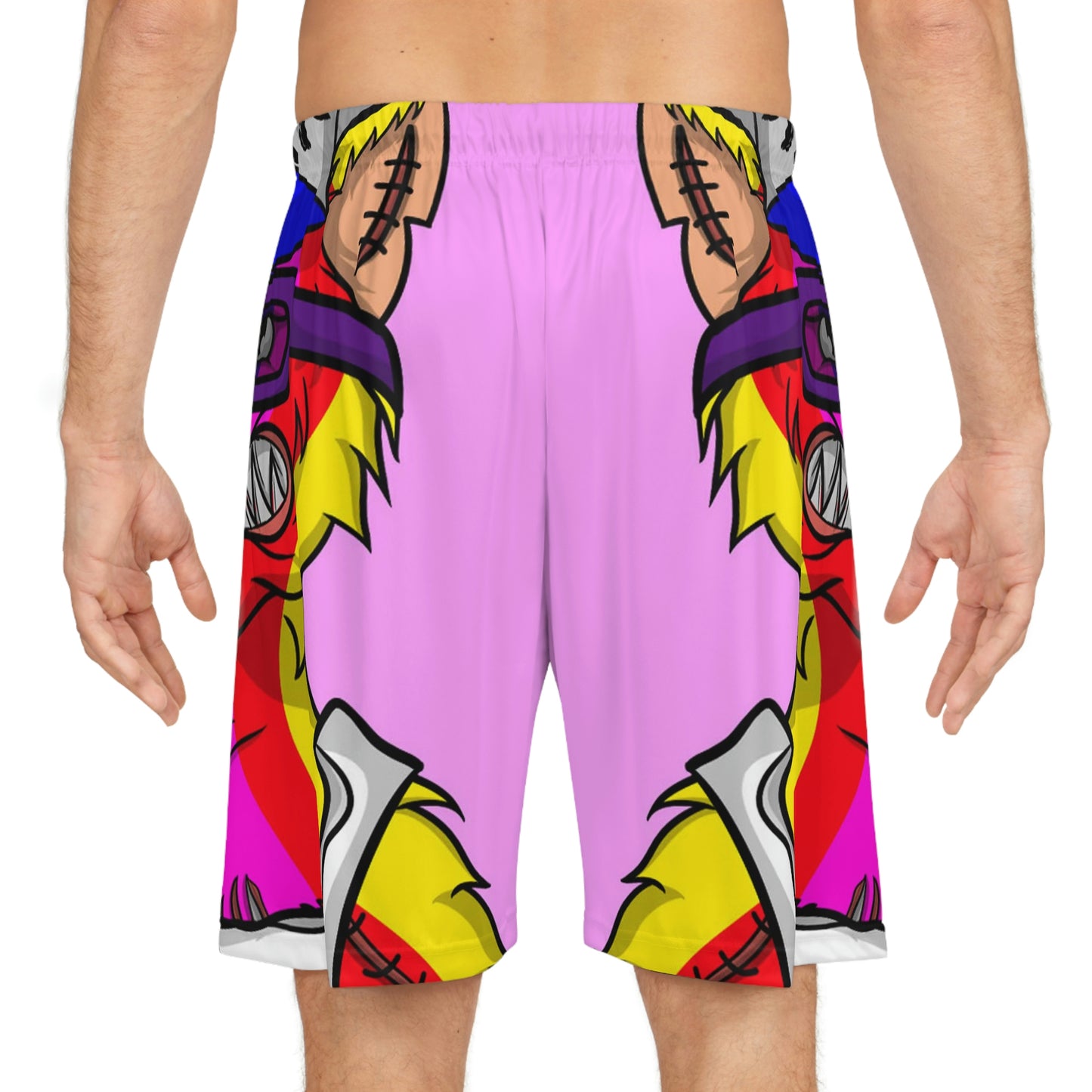 Werewolve Tiedye Rainbow Wolf Basketball Shorts