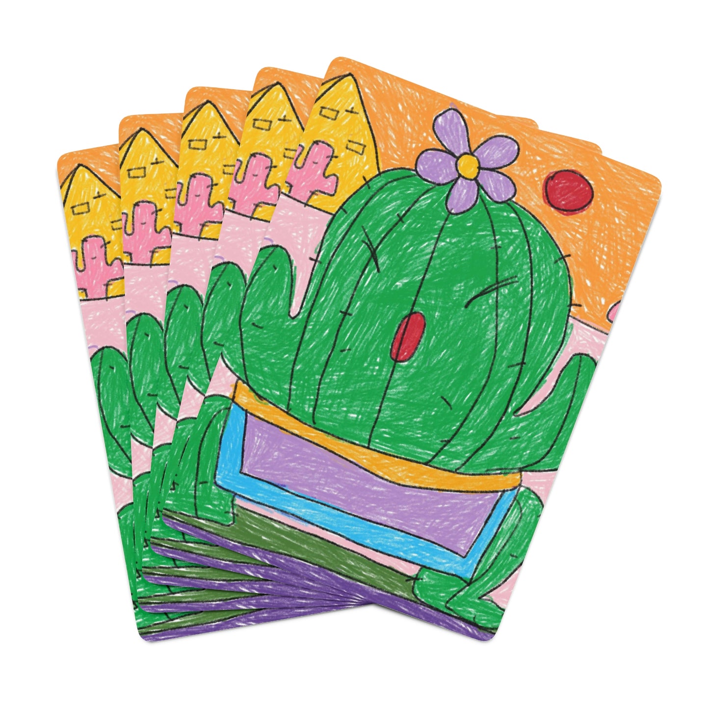 Desert Cactus Sumo Wrestler Graphic Custom Poker Cards