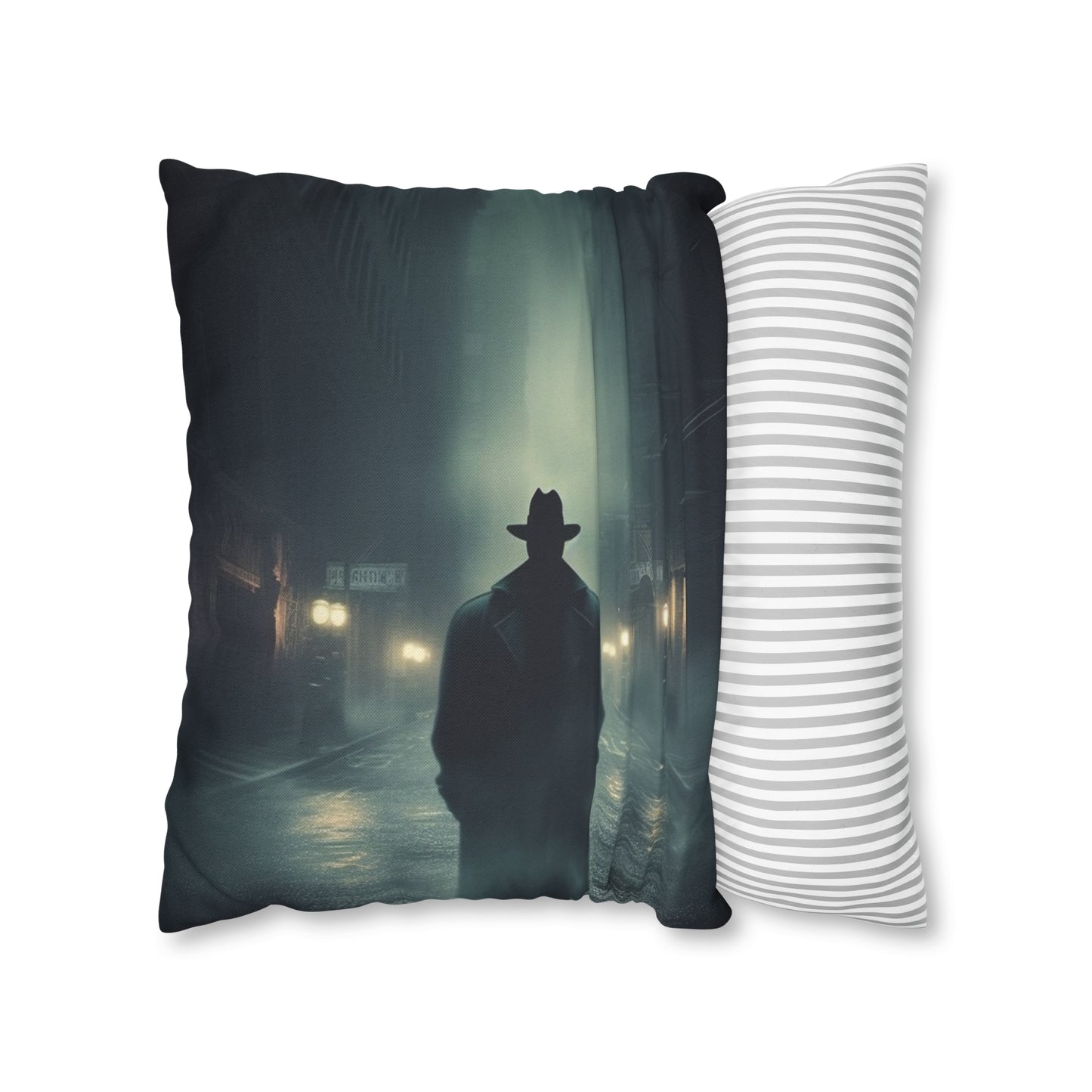 Mystery Detective Alley - Noir Book Cover Artwork Spun Polyester Square Pillow Case