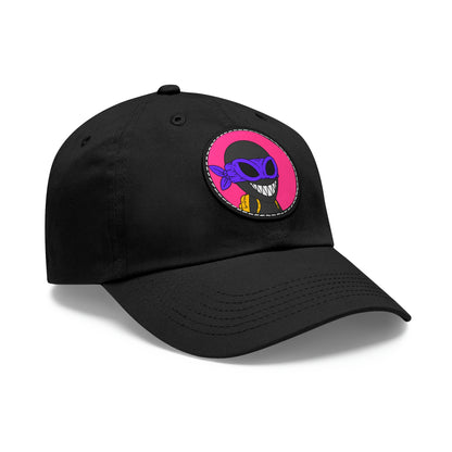 Dark Ninja Warrior Alien Visitor Dad Hat with Leather Patch (Round)