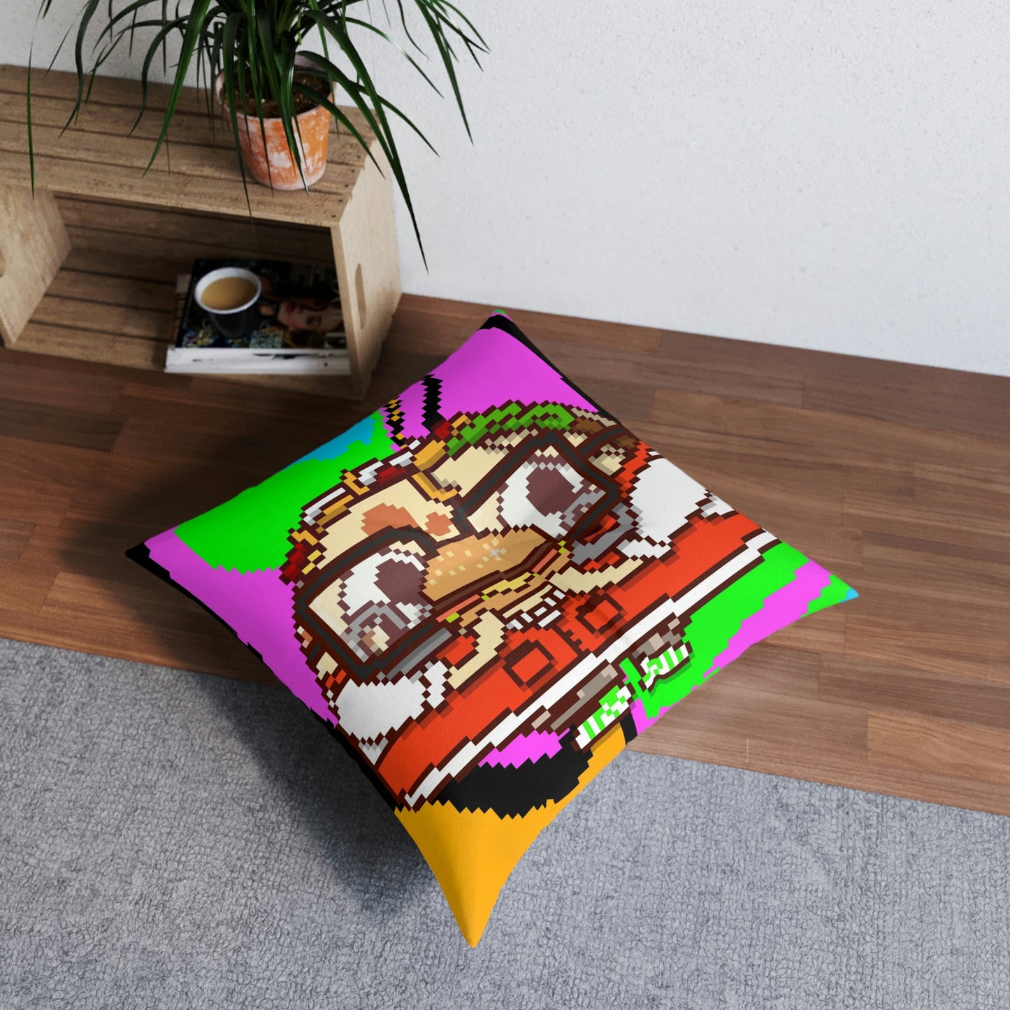 Burger Cooked Hungry Taco Tufted Floor Pillow, Square