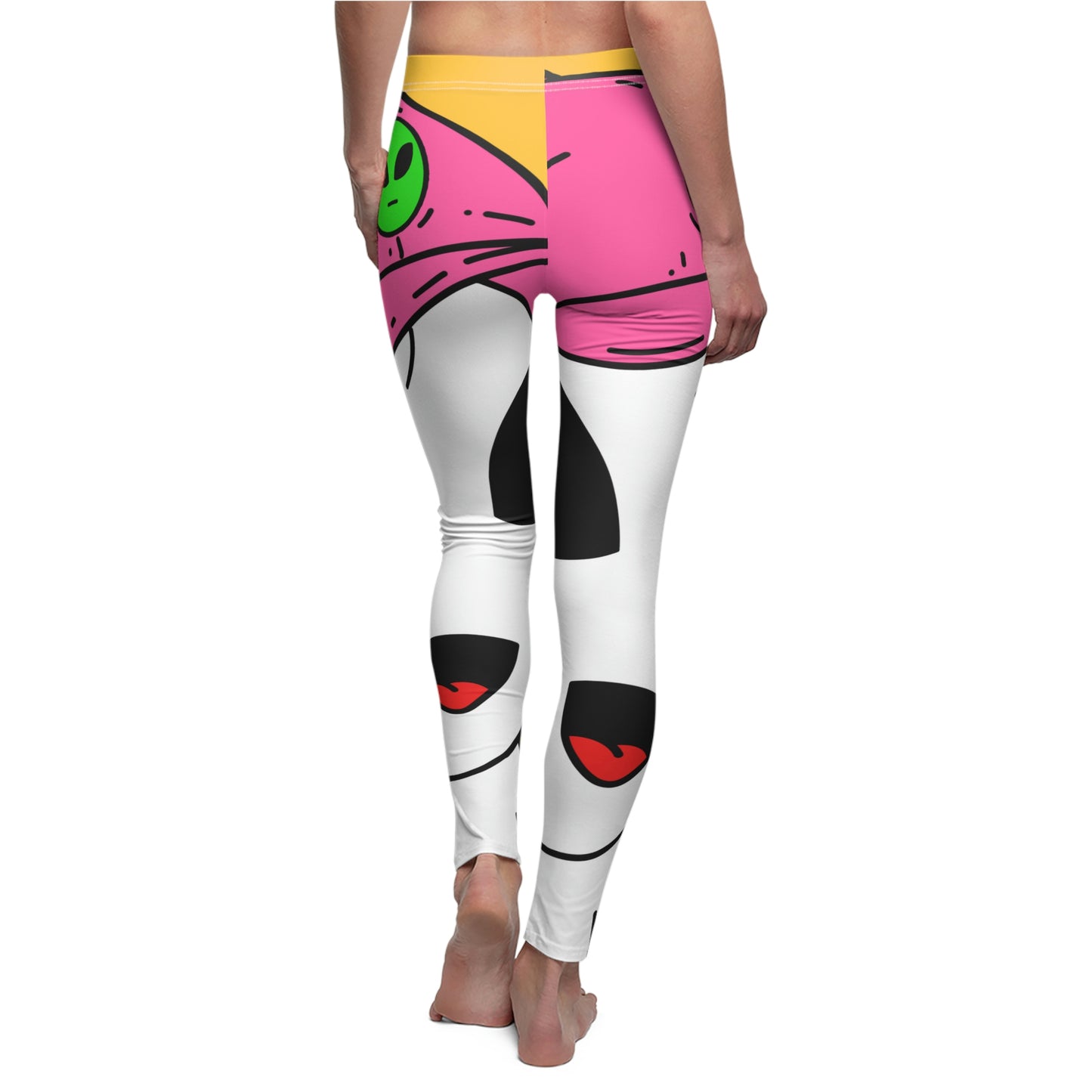 White Visitor Alien Pink Visi Hat Graphic Women's Cut & Sew Casual Leggings