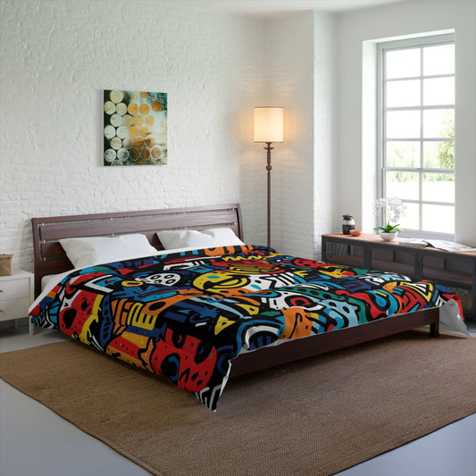 Street Art Inspired Bold Graffiti & Urban Motifs Design Comforter