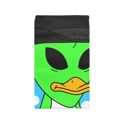 The Visitors Green Alien Duck Black Top Hat Polyester Lunch Bag